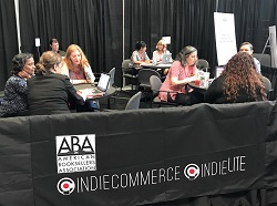 IndieCommerce staff meet with booksellers for one-on-one discussions at BookExpo.