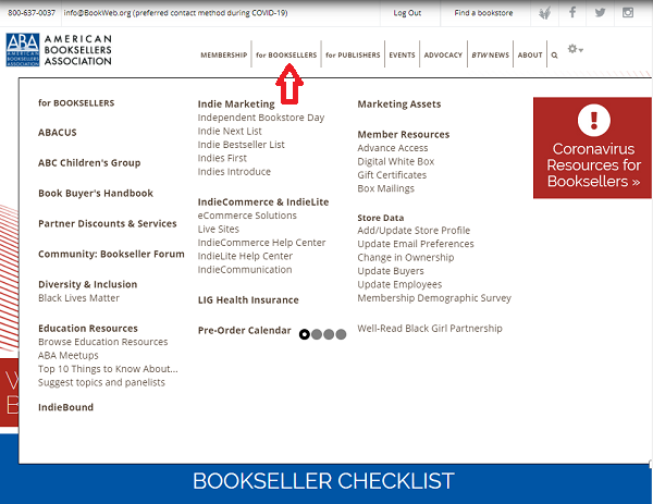For Booksellers tab on BookWeb