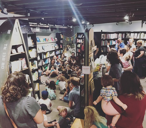 Star Line Books' crowded store for Pride story hour