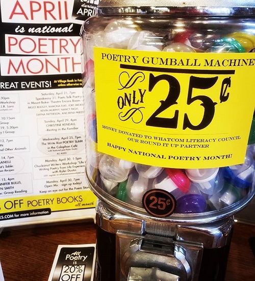 Village Books Poetry Month Gumball Machine