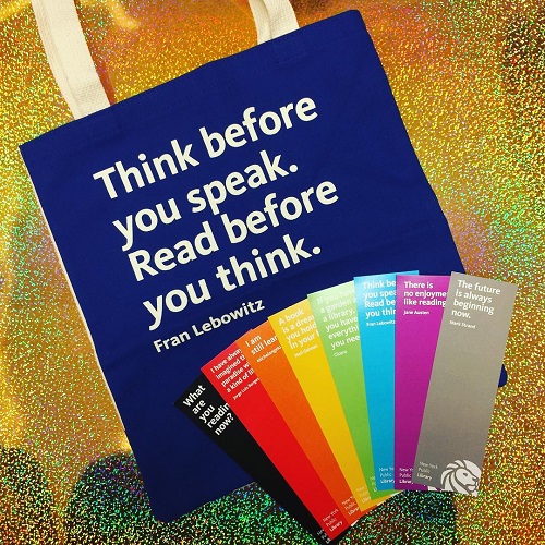 Writer's Block shows off tote and rainbow bookmarks