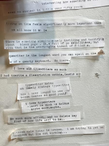 A note composed on Literati's public typewriter