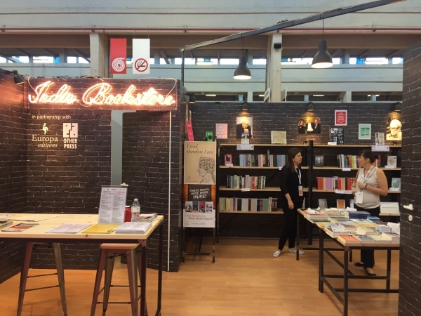 The American Indie Bookstore, with scholarship winner Camilla Orr of Changing Hands Bookstore and Clara Martinez Turco, Edizioni E/O stand assistant. 