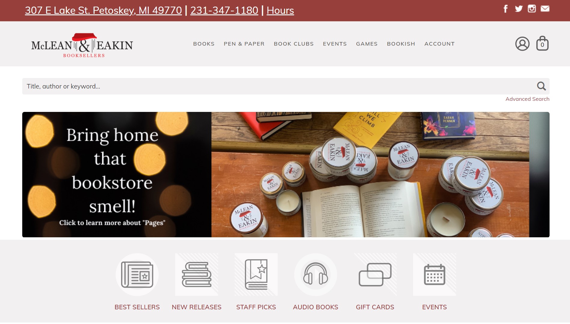 McLean and Eakin Bookstore's website