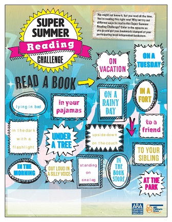 An image of the Summer Reading Challenge coloring activity, to be distributed to readers by indie stores.