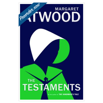 The Testaments by Margaret Atwood with preorder banner
