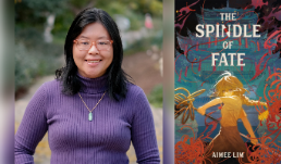 Author Aimee Lim with her book, "The Spindle of Fate"