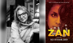 Author Suzi Ehtesham-Zadeh with her book, "Zan: Stories"