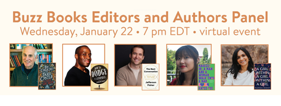 Book Buzz Editors and Authors Panel, Wednesday, January 22 at 7 pm ET