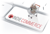 IndieCommerce keyboard key with shopping cart full of books