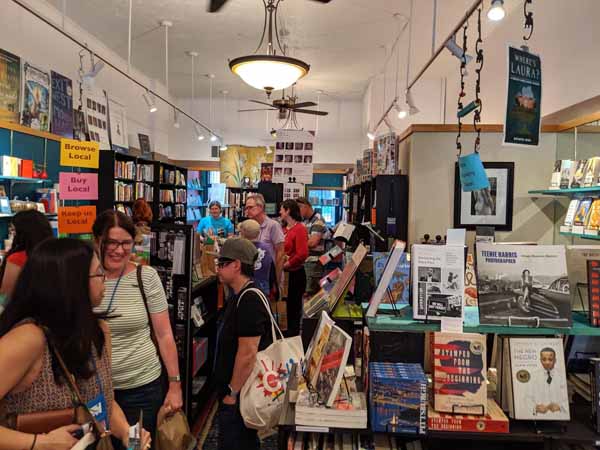 Bustling interior of Classic Lines bookstore