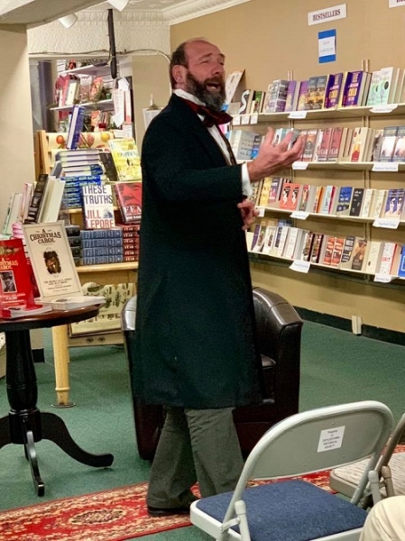 The great-great-grandson of Charles Dickens performing at Doylestown Bookshop.