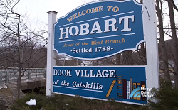 Hobart Book Village town sign