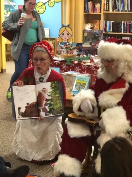 Storytime with Mr. and Mrs. Claus at Jack and Allie's in Connecticut.