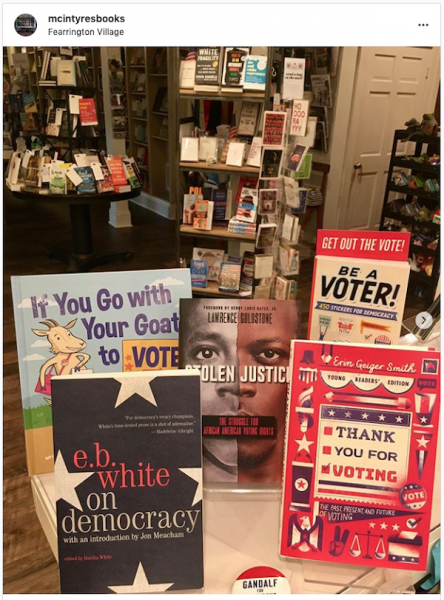 Book display of voting-related titles