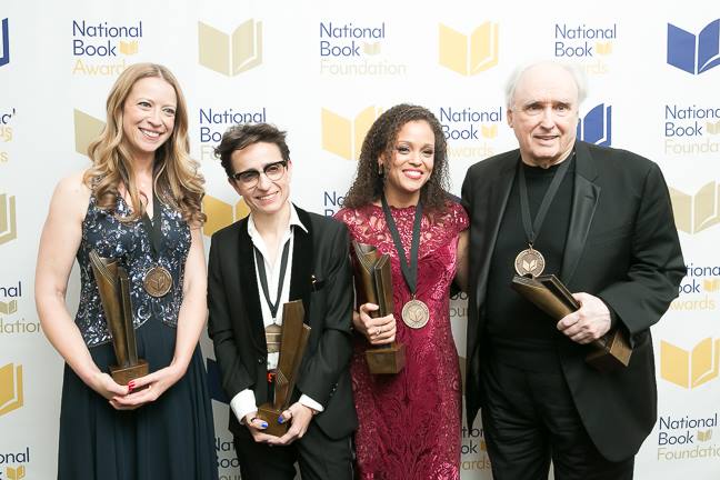 2017 National Book Award winners Robin Benway, Masha Gessen, Jesmyn Ward, and Frank Bidart 