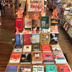 Oblong Books’ Banned Books Week display.