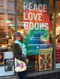Peace Love Books poster at Malaprop's Bookstore