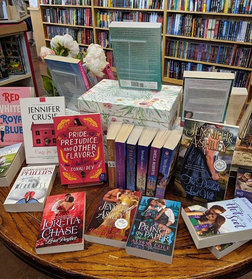 The romance display at the Poisoned Pen.