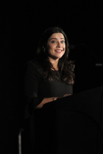 Author and Girls Who Code CEO Reshma Saujani addresses booksellers at Winter Institute.