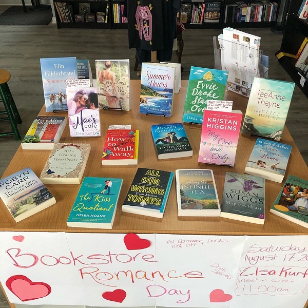 The romance display at That Book Store.