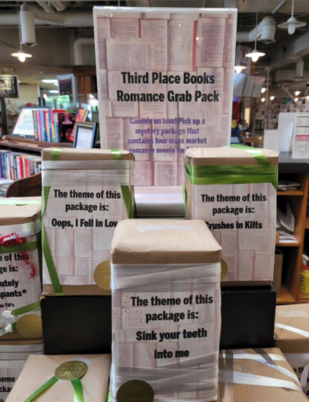 Third Place Books Romance Grab Pack display table