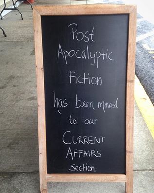 Chalkboard sign outside Bookloft