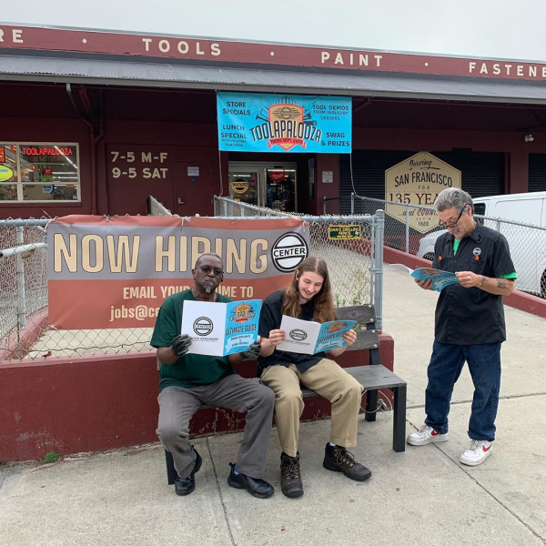 Center Hardware & Supply Co. staff promoting the store's recent Toolapalooza festival