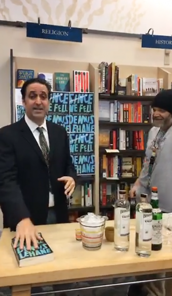 Books Inc. mixes cocktails during its Facebook Live video.