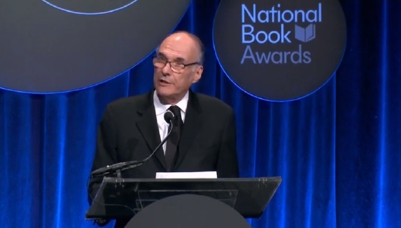 Teicher delivers a speech while accepting the National Book Foundation's 2019 Literarian Award. speech 