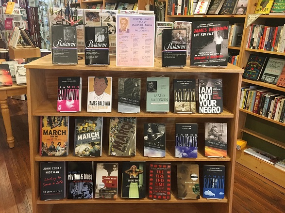 "Year of the Author" James Baldwin display at Scuppernong Books in Greensboro, North Carolina