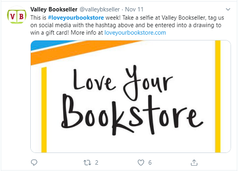 Valley Bookseller in Minnesota encouraged their community to vote on Twitter.