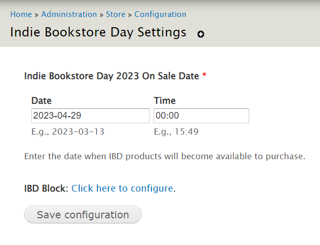 indiecommerce indie bookstore day settings example